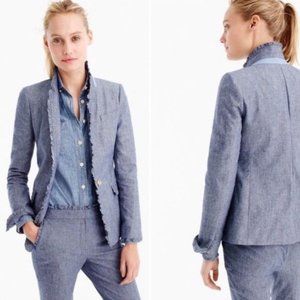 JCREW Chambray Regent Blazer & Trousers SUIT - RARE COMPLETE SUIT!! Sz 14